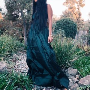 Elegant long dark turquoise dress in Size S